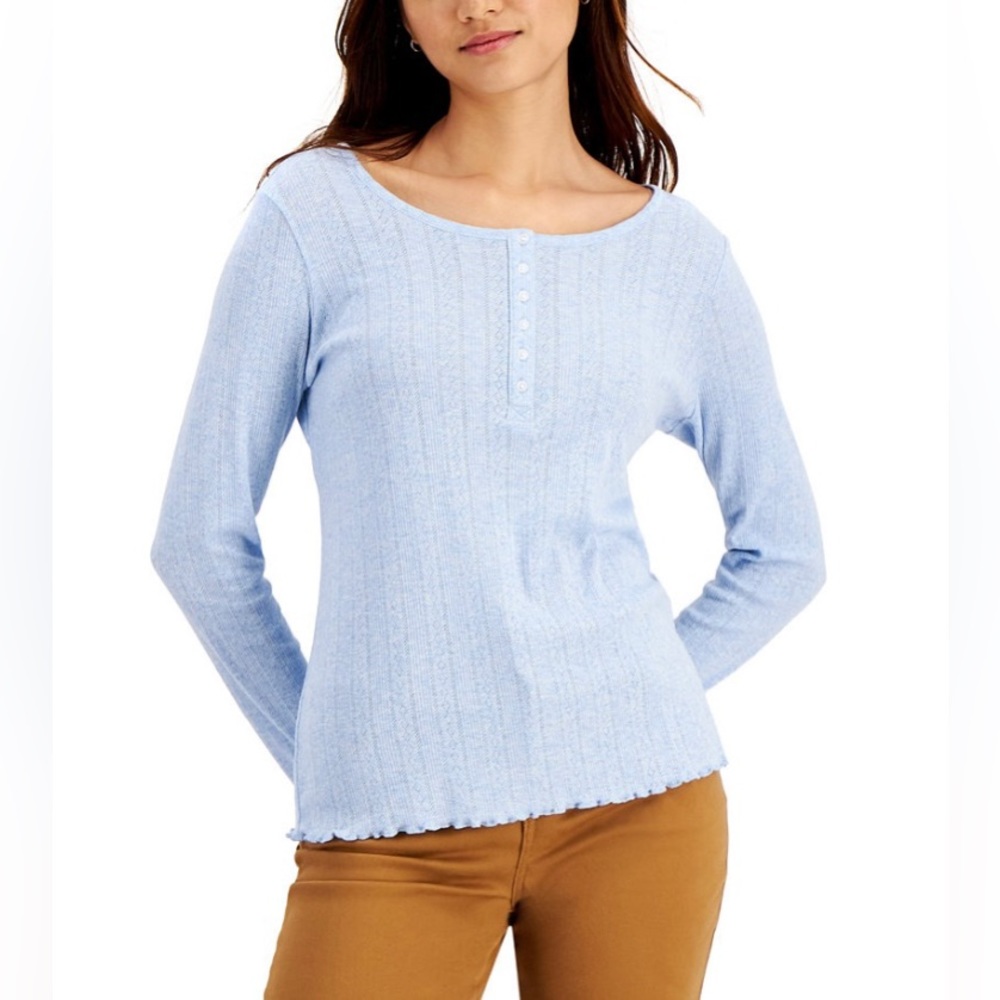 Style & co blue pointelle top size M